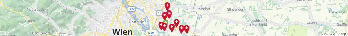 Kartenansicht für Apotheken-Notdienste in der Nähe von Aspern - Seestadt (1220 - Donaustadt, Wien)